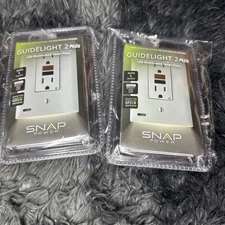 SnapPower GuideLight 2 PLUS 1-Gang Decorative Wall Plate White NEW lot of 2