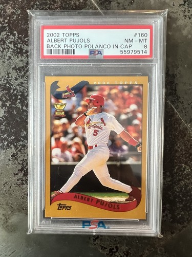 Topps 2002 Albert Pujols #160 Gold /2002 PSA 8 Cardinals Polanco Back