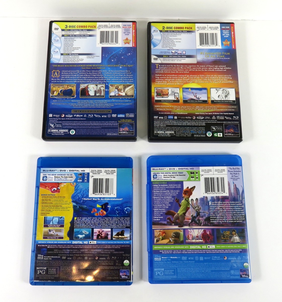 Disney Pixar Blu-Ray DVD Movies Lot of 18 Beauty Beast Frozen Lion