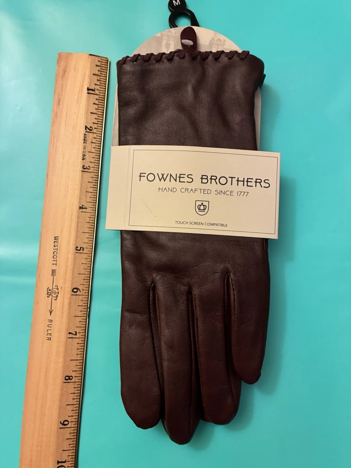 Fownes Brothers Womens Brown Leather Gloves Fleece Lined Touch Screen Compatible