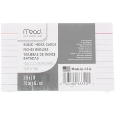 3 Pack Mead Index Cards, Ruled, 3in X 5in, 100 Ct
