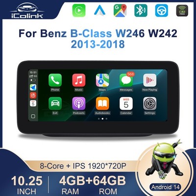 10,25'' Android 14 Carplay Autoradio GPS DAB BT5.0 Für Mercedes-Benz B-Class W246
