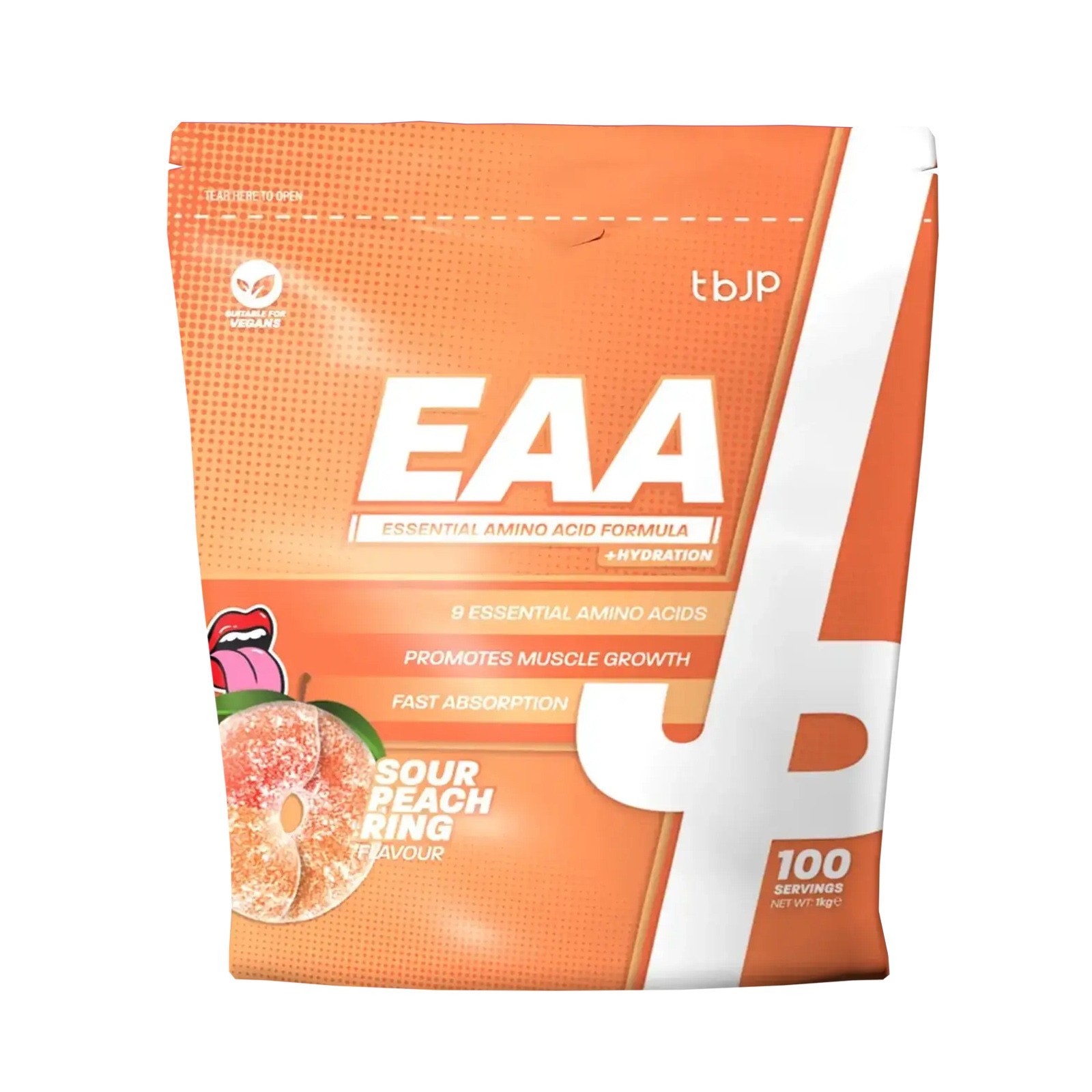 TRAINED BY JP EAA + HYDRATION ESSENTIAL AMINO ACIDS 1000G SOUR PEACH RING