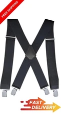 2 Inch Heavy Duty Adjustable X-Back Suspenders with Strong Clips for Work Jeans