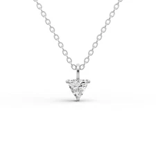 14K White Gold 0.50CT Lab Grown Trillion Shape Diamond Solitaire Pendant