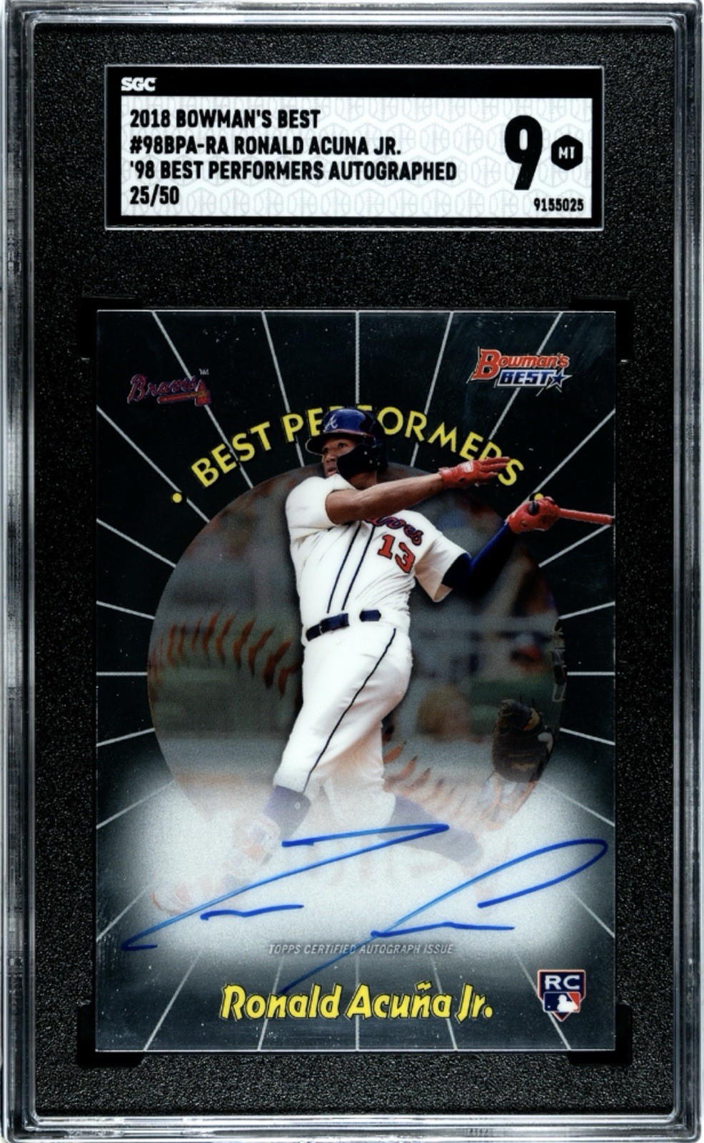 Ronald Acuna Jr 2018 Topps Bowman’s Best Performers Auto /50 RC Atlanta Braves