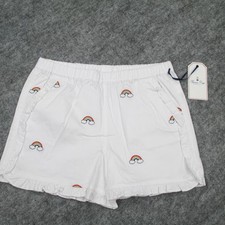 Classic Prep Shorts Girls XL White Milly Rainbow Embroidery Ruffle Loungewear