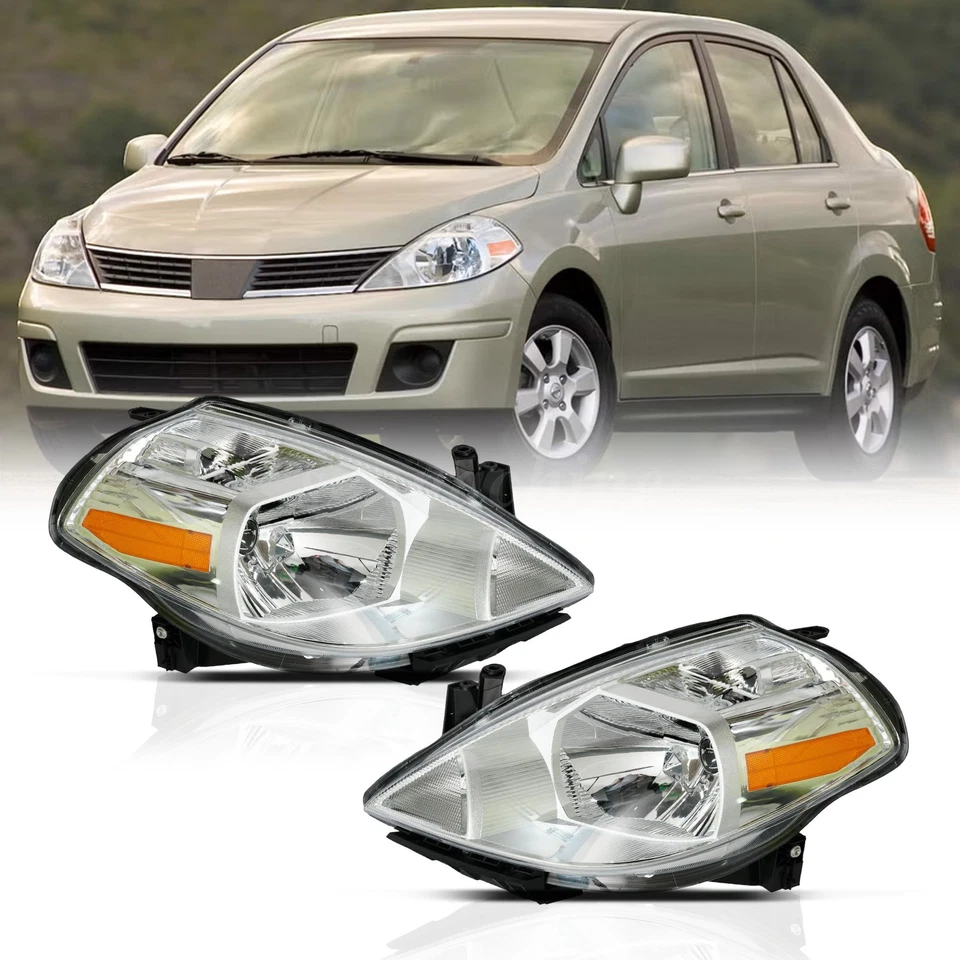 Halogen Headlight Set of 2 For 2007-2012 Nissan Versa Hatcback Left and Right Foto 2 de 4
