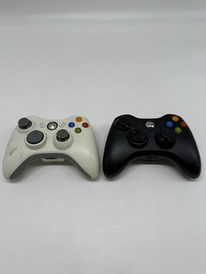 2x  Original Xbox 360 Controller - Wireless schwarz weiß + Batterie Abdeckung