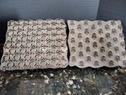 2 Antique Wood Wallpaper Border Indian? Fabric / Textile Print Blocks Cool! 😎