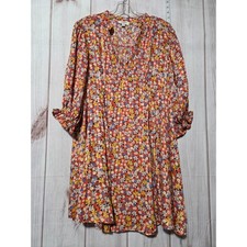 Floral Print Mini Dress Ladiee Small Flowy Long Sleeve Bohemian Style Umgee
