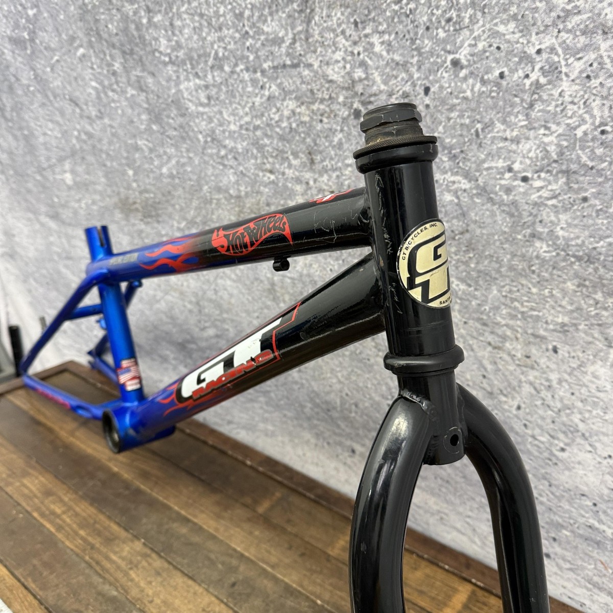 Vintage GT Hot Wheels Special BMX Frame 20in Chromoly Blue Wear