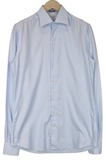 SUITSUPPLY Men's Formal Shirt 40-7/15 3/4L Slim Blue Cotton Classic Button-Up