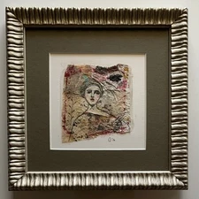 Abstract Mixed Media On Paper Towel Signed Unique Framed Painting Art