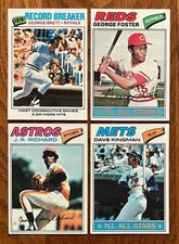 1977 Topps Baseball 4 Card Lot • Brett, Foster, Kingman, Richards