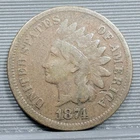 1874 United States Indian Head Penny Cent 1¢ Bronze LVB1.56