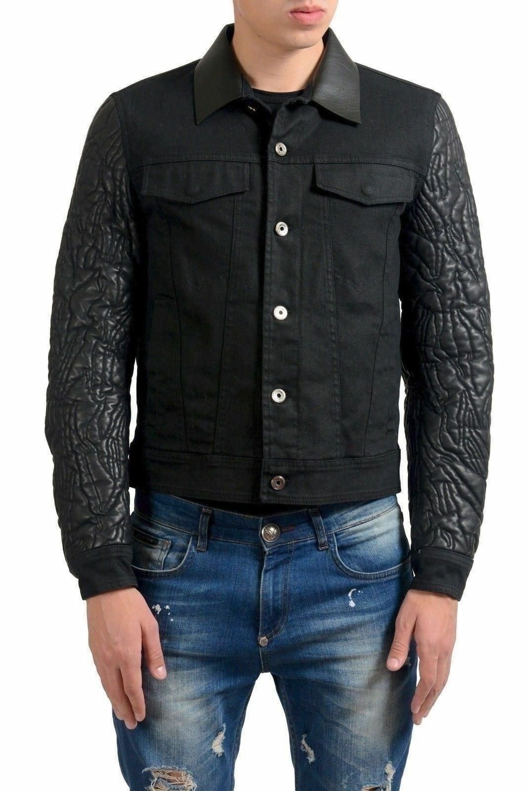 Мужская черная джинсовая куртка Just Cavalli из искусственной кожи на пуговицах US S IT 48 53690₽