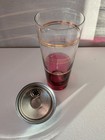 Cocktail Shaker Red W Gold Stripe Glass MCM Deco Chrome Cap — photo 6