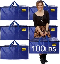 6-pack waterproof moving bags, 95-litre capacity, blue version
