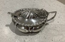 Victorian Sterling Silver Mustard Pot. Liner & Spoon. Adie & Lovekin.Brmghm 1895