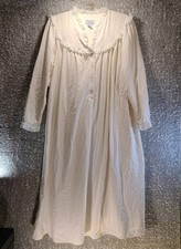 Vintage Lanz Of Salzburg Long Sleeve Night Gown Womens L Modest Lace Ruffle Neck