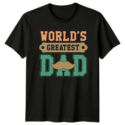 Worlds Greatest Dad Herren T-Shirt Schnurrbart Retro Vatertag Geschenk