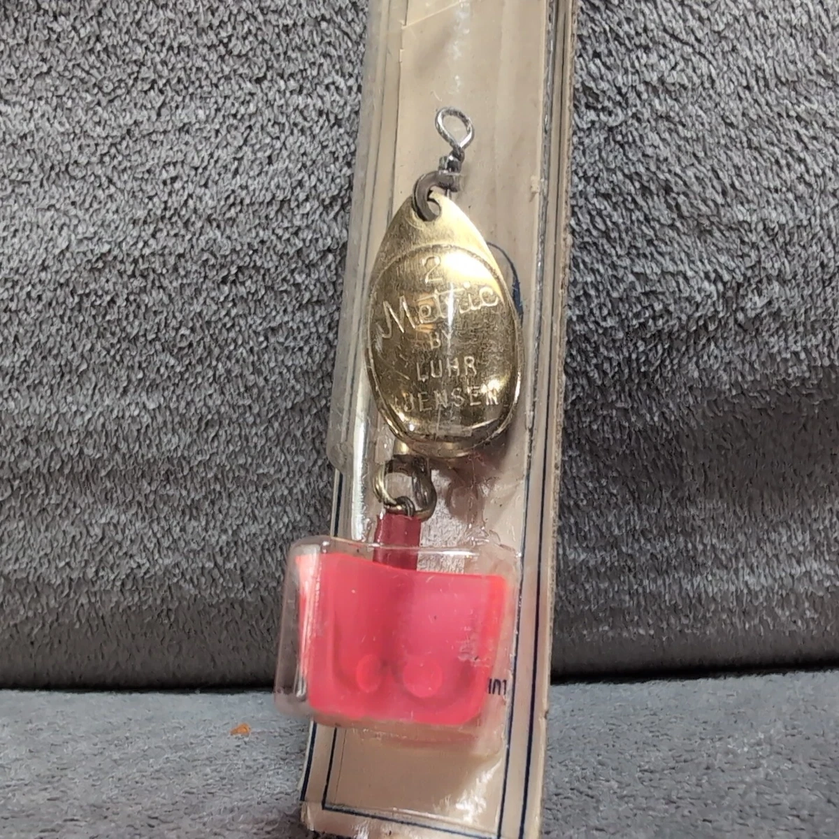 Vintage Luhr Jensen Les Davis Bolo, 1/3oz Brass / Orange fishing spoon