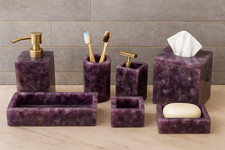Natural Amethyst Quartz 7pcs Bathroom Set Purple Quartz Agate Bath Acessories