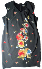 Tahari Women's size 18 dress black floral sleeveless midi Vintage Arthur Levin