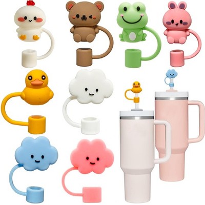 8PCS Straw Cover Cap, Cute Animal Flower 3D Straw Cover for Stanley 30&40 Oz ...