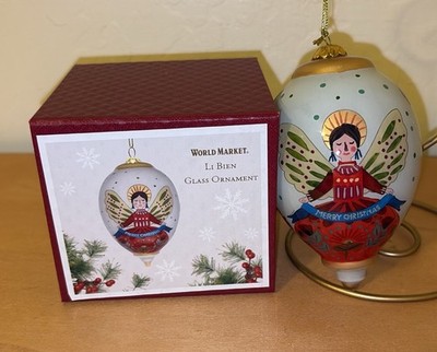 World Market Li Bien 2025 Peace, Love, & Joy Angel Christmas Glass Ornament