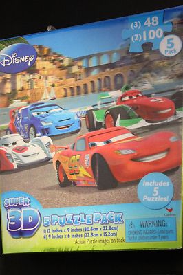 Disney Princesses Super 3D Jigsaw 5 Puzzle Pack including CARS