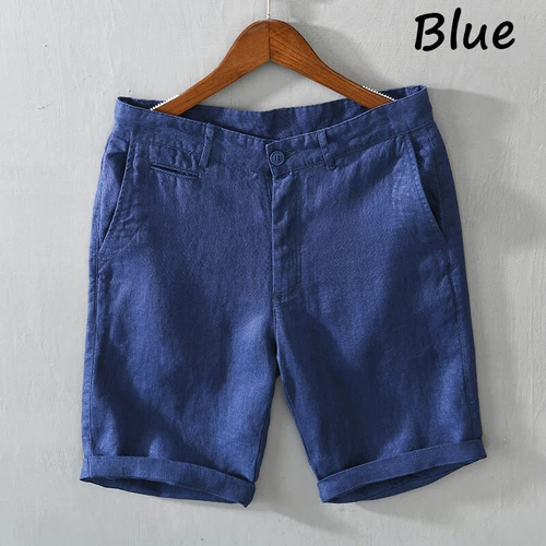 Men Linen Blend Shorts Loose Plain Half Pants Casual Beach Bottoms Summer Thin - Picture 9 of 19