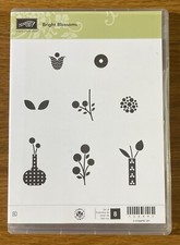 Stampin' Up Bright Blossoms 8 Piece Rubber Stamp Set. New