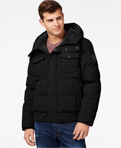 GUESS Men's Coat M Black Hooded Snorkel 