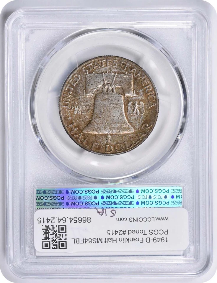 1949-D Franklin Silver Half Dollar MS64FBL PCGS Toned #2415 - Image 2 of 2