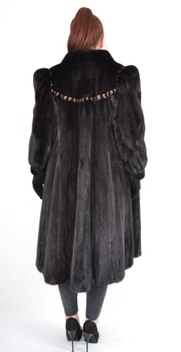 US5043 REAL MINK FUR COAT RANCH MINK JACKET FULL LENGTH SIZE L - NERZMANTEL - Picture 8 of 23