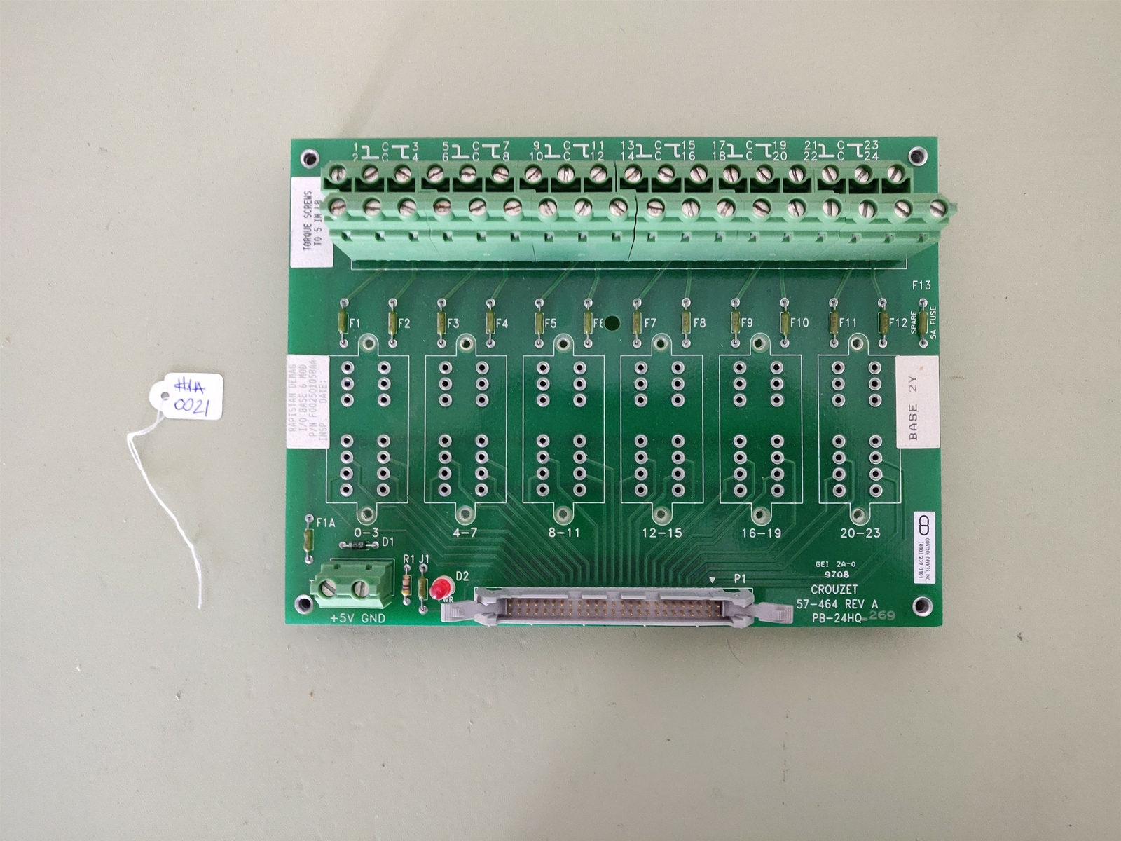 Crouzet Gordos 57-464 PB24HQ Board Rack for 6 I/O Modules, Opto 22