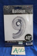 A00G PARTYSTORES.COM 40" SILVER FOIL NUMBER "9" PARTY BALLOON