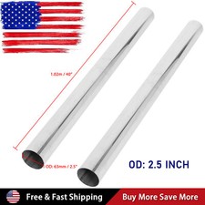 2pcs 2.5 T304 Stainless Steel Straight Exhaust Pipe Tube Piping Tubing 63mm