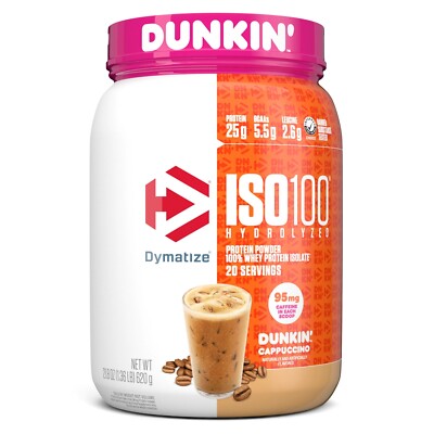 ISO100 Hydrolyzed Whey Isolate Protein Powder, Dunkin' Cappuccino, 25g Protein,