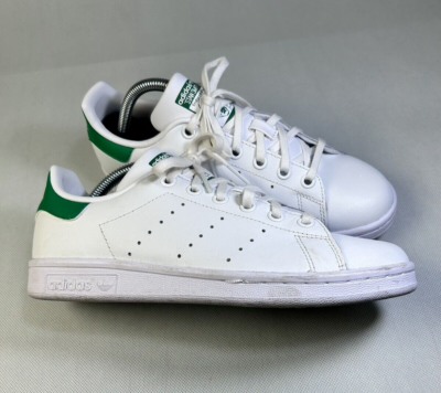 Adidas Original Youth/Jr Unisex Stan Smith White Green Leather Tennis Shoes 