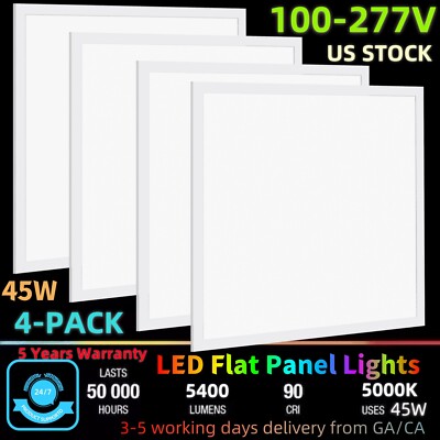 LED 2 x 2 ft. Flat Panel Ceiling Lights - 45 Watts 5000K - 100-277V - Dimmable