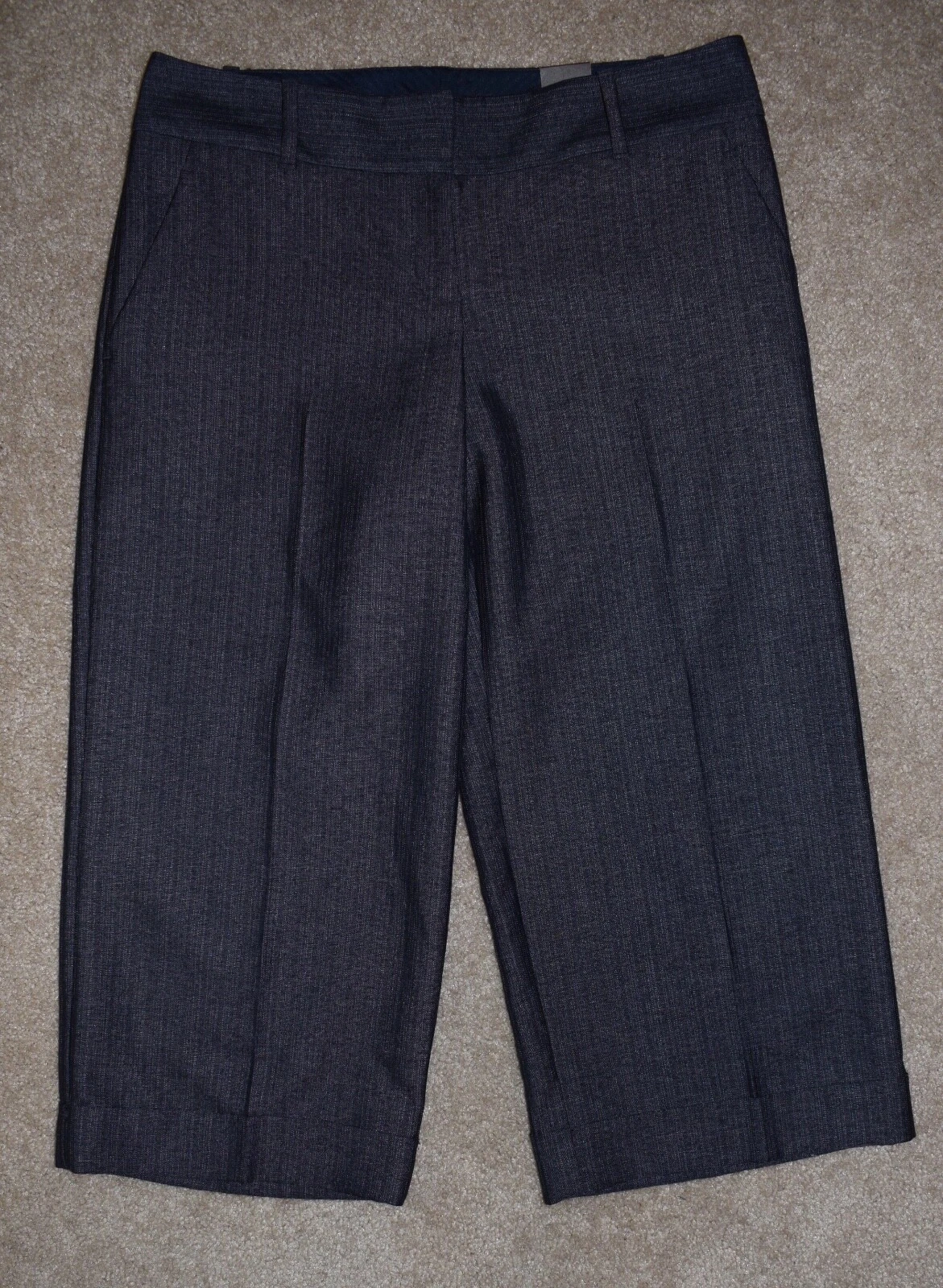 New The Limited Crop Dress Pants Cassidy Fit Blue Capris Cuffed Sz 2