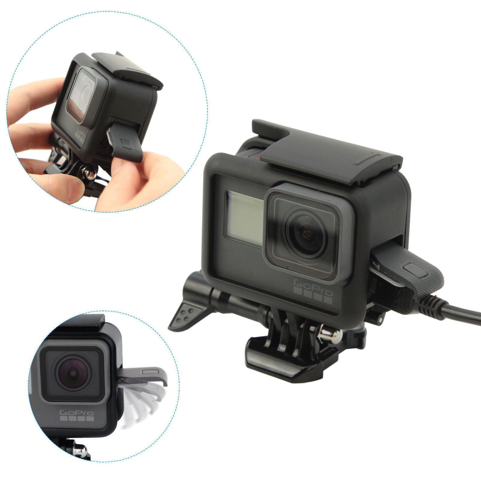 GoPro HERO 7 Black Protective Frame Housing Case Shell Mount with Soft Lens  Cap