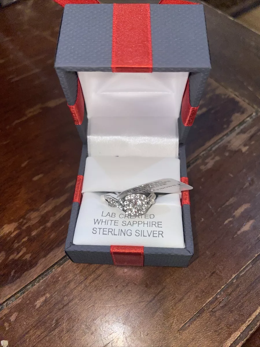 Lab created white sale sapphire sterling silver