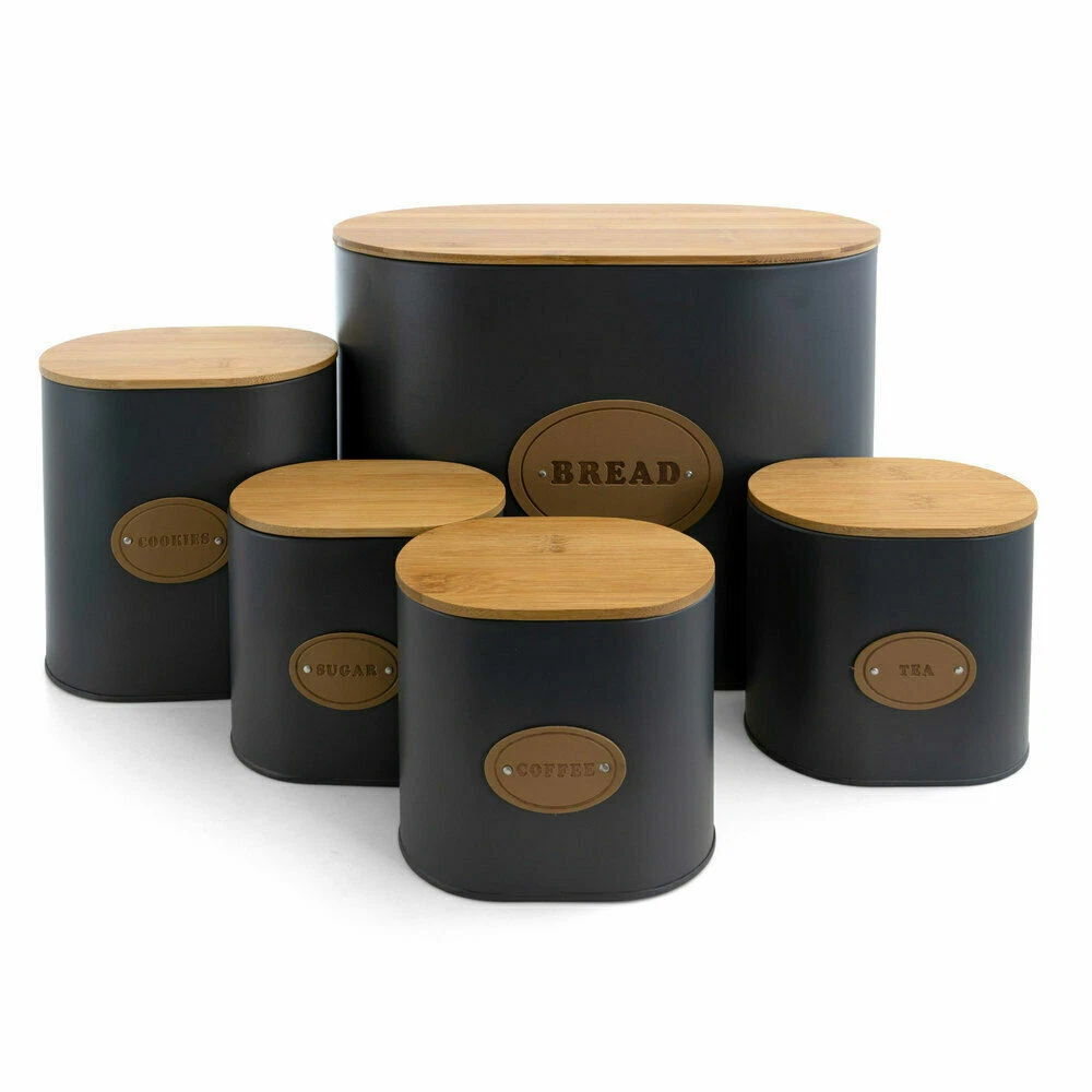 MegaChef Kitchen Food Storage and Organization 5 Piece Canister Set in Grey