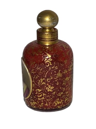 Vintage Moser? Red Cranberry Gold Portrait Cameo Parfum Flakon Stopfen - Bild 5 von 11
