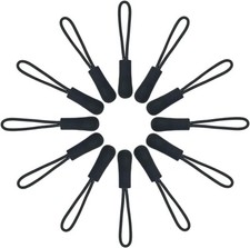 Black Zipper Pulls Fixer Nylon Cord Extension Zipper Tab Tag Replacement 20 Pcs