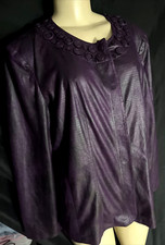 Chico’s Soft Wet Look Faux Snakeskin Print Purple Jacket Size 3, Xbbc